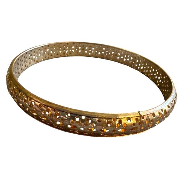 Gold Tone Filigree Bangle Bracelet - Picture 1 of 3